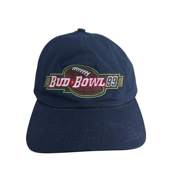 Bud Bowl ‘99 Snap-Back Baseball Cap Navy Made in U.S.A. - Picture 1 of 7